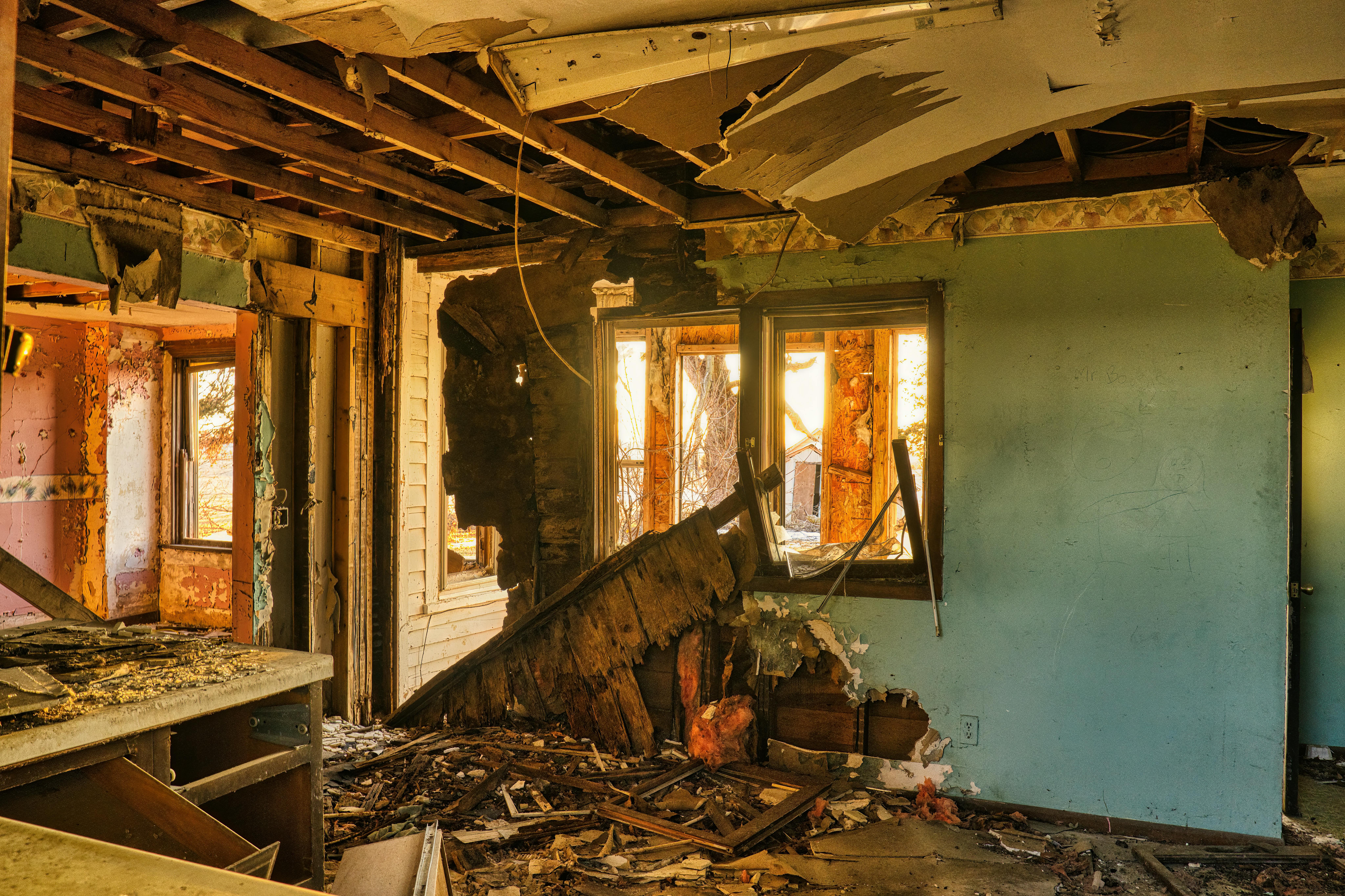 Demolition phase during a home renovation on Long Island.